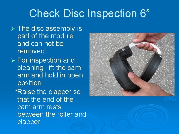 Check Disc Inspection 6” The disc assembly is part of the module and can