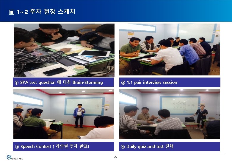 ▣ 1~2 주차 현장 스케치 ① SPA test question 에 대한 Brain-Storming ② 1: