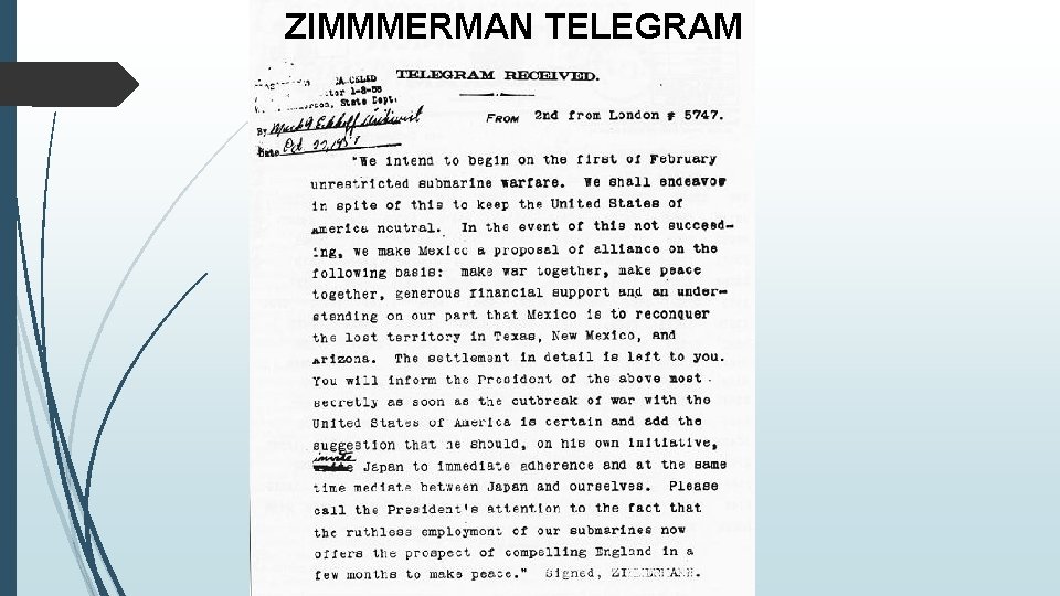 ZIMMMERMAN TELEGRAM 