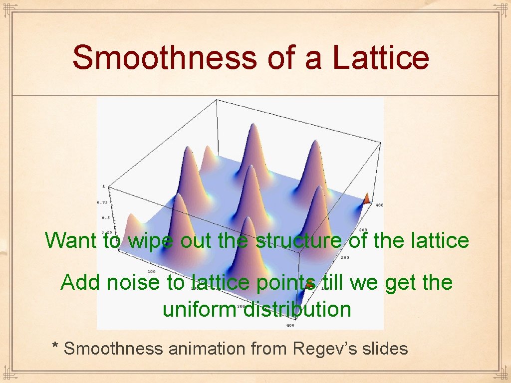 Smoothness of a Lattice Want to wipe out the structure of the lattice Add