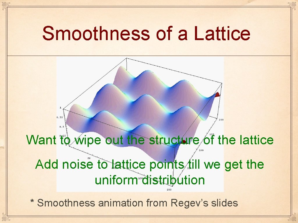 Smoothness of a Lattice Want to wipe out the structure of the lattice Add