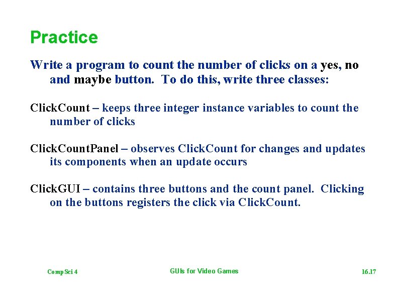 Practice Write a program to count the number of clicks on a yes, no