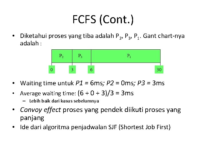 FCFS (Cont. ) • Diketahui proses yang tiba adalah P 2, P 3, P FCFS (Cont. ) • Diketahui proses yang tiba adalah P 2, P 3, P