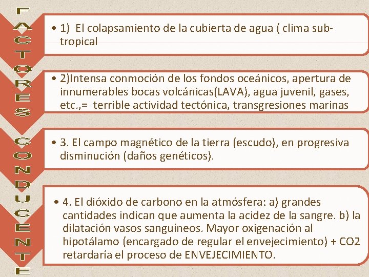  • 1) El colapsamiento de la cubierta de agua ( clima subtropical •