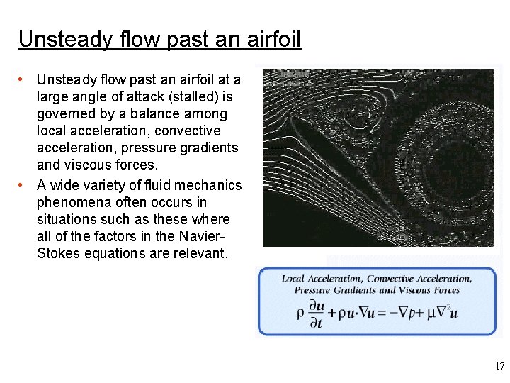 Unsteady flow past an airfoil • Unsteady flow past an airfoil at a large