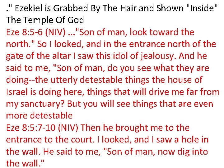 . " Ezekiel is Grabbed By The Hair and Shown "Inside" The Temple Of