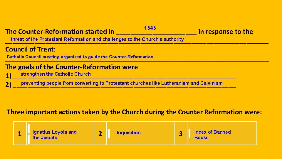 1545 The Counter-Reformation started in ___________ in response to the threat of the Protestant