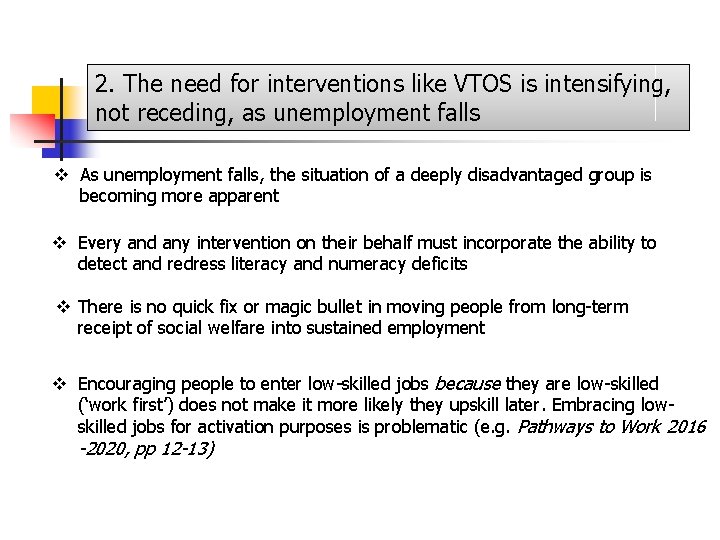 2. The need for interventions like VTOS is intensifying, not receding, as unemployment falls