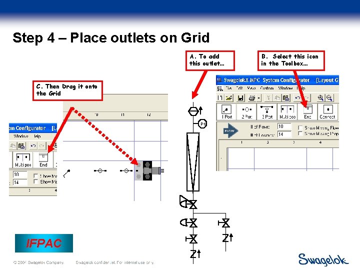 Step 4 – Place outlets on Grid A. To add this outlet… C. Then Step 4 – Place outlets on Grid A. To add this outlet… C. Then