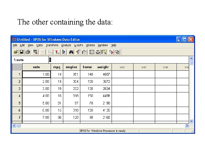The other containing the data: The other containing the data: