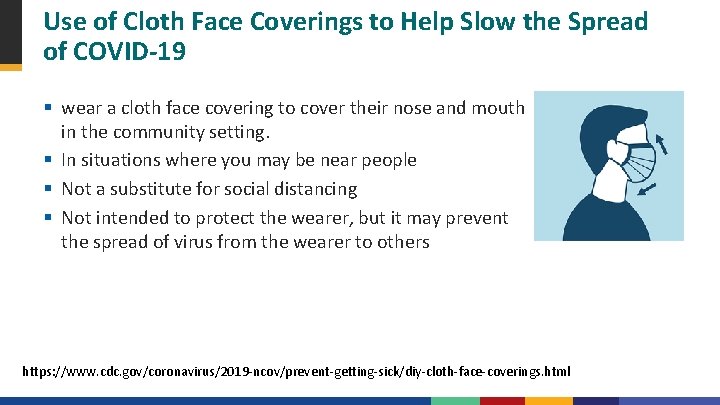 Use of Cloth Face Coverings to Help Slow the Spread of COVID-19 § wear