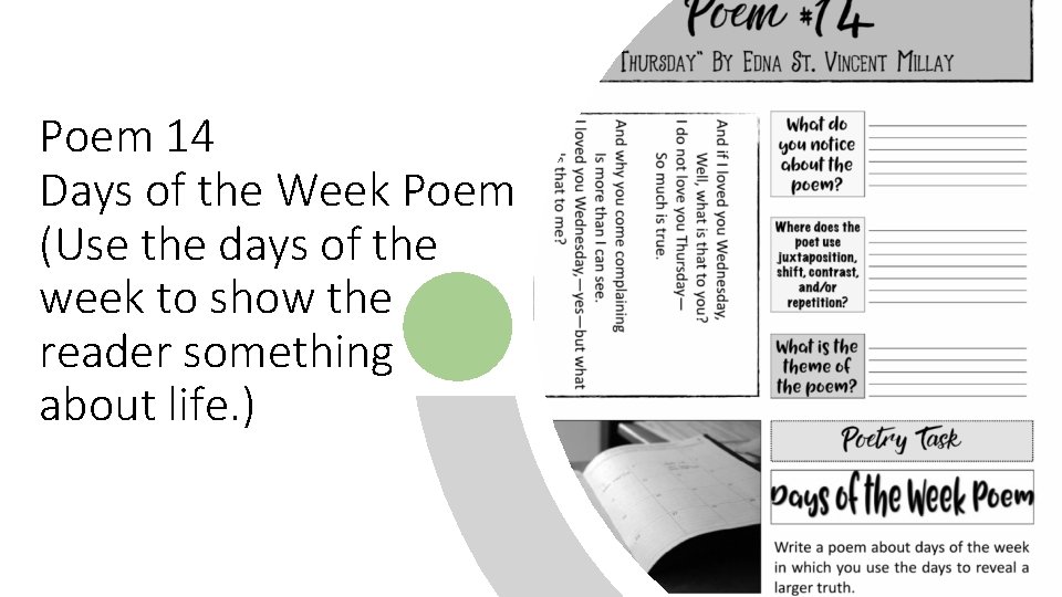 Poem 14 Days of the Week Poem (Use the days of the week to