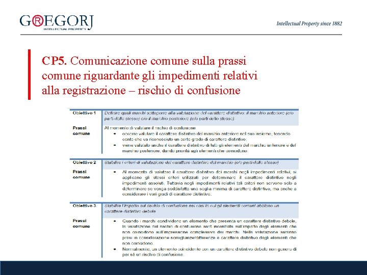 CP 5. Comunicazione comune sulla prassi comune riguardante gli impedimenti relativi alla registrazione –