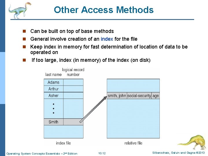 Other Access Methods n Can be built on top of base methods n General