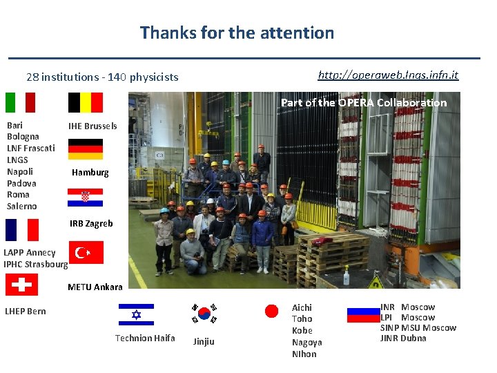 Thanks for the attention http: //operaweb. lngs. infn. it 28 institutions - 140 physicists