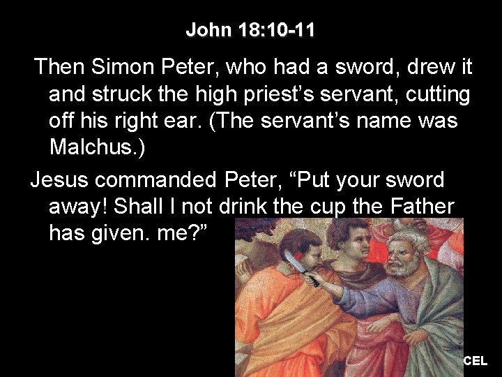 John 18: 10 -11 Then Simon Peter, who had a sword, drew it and