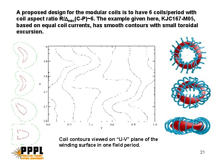 A proposed design for the modular coils is to have 6 coils/period with coil A proposed design for the modular coils is to have 6 coils/period with coil