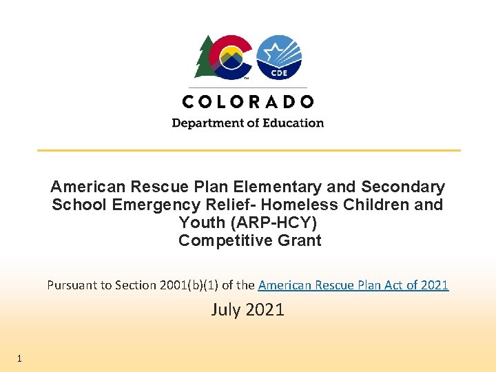 American Rescue Plan Elementary and Secondary School Emergency Relief- Homeless Children and Youth (ARP-HCY)