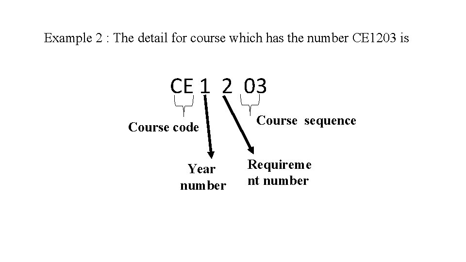 Example 2 : The detail for course which has the number CE 1203 is