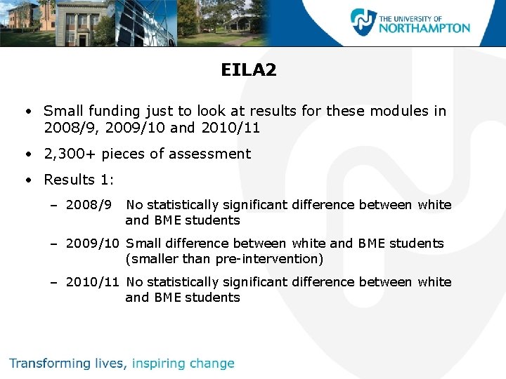 EILA 2 • Small funding just to look at results for these modules in