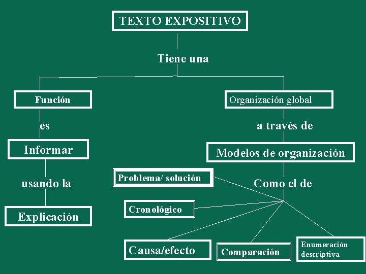 TEXTO EXPOSITIVO Tiene una Función Organización global es a través de Informar usando la