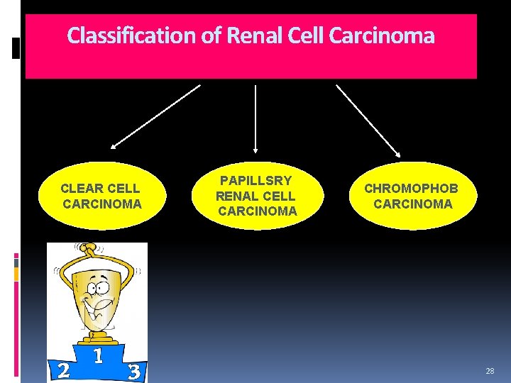Classification of Renal Cell Carcinoma CLEAR CELL CARCINOMA PAPILLSRY RENAL CELL CARCINOMA CHROMOPHOB CARCINOMA