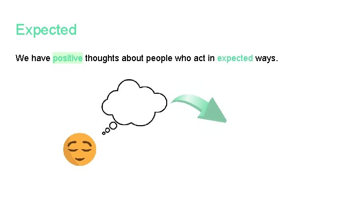 Expected We have positive thoughts about people who act in expected ways. 