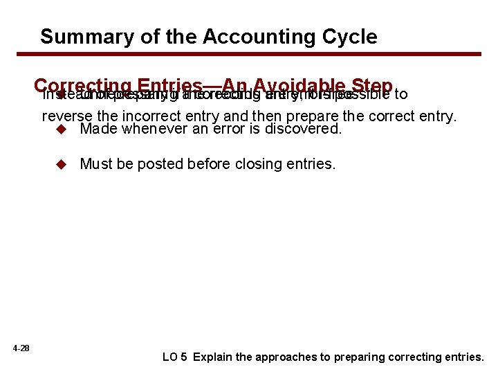 Summary of the Accounting Cycle Correcting Entries—An Step to u Unnecessary if athe records.