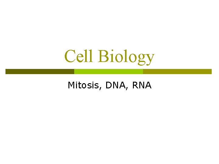 Cell Biology Mitosis, DNA, RNA 