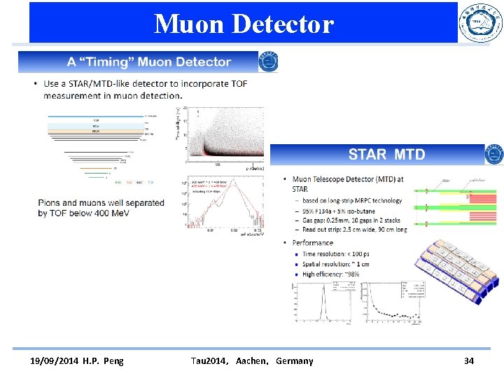 Muon Detector 19/09/2014 H. P. Peng Tau 2014，Aachen，Germany 34 