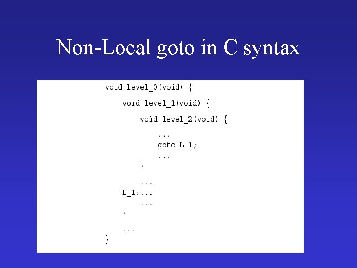 Non-Local goto in C syntax 
