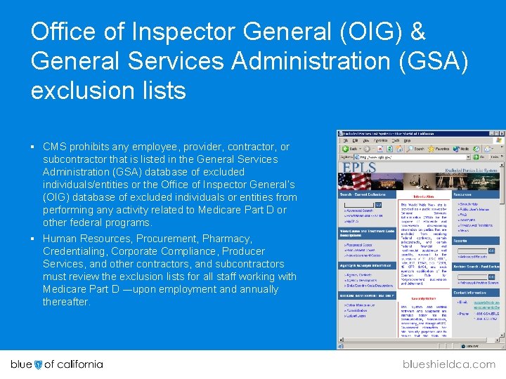 Office of Inspector General (OIG) & General Services Administration (GSA) exclusion lists § CMS