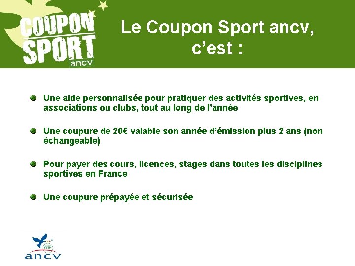 Le Coupon Sport ancv, c’est : Une aide personnalisée pour pratiquer des activités sportives,