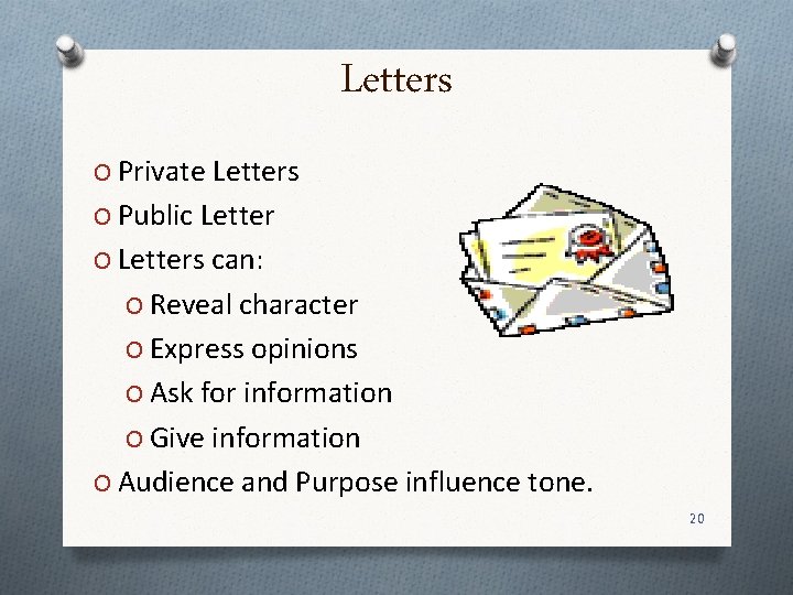 Letters O Private Letters O Public Letter O Letters can: O Reveal character O