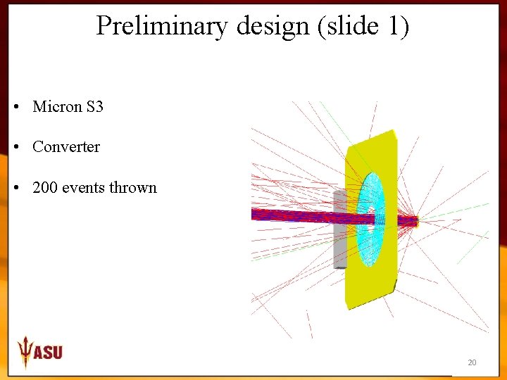 Preliminary design (slide 1) • Micron S 3 • Converter • 200 events thrown