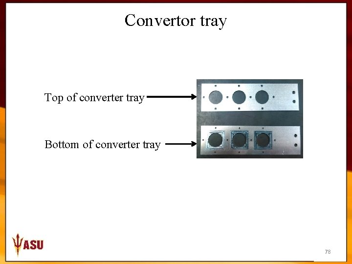 Convertor tray Top of converter tray Bottom of converter tray 78 
