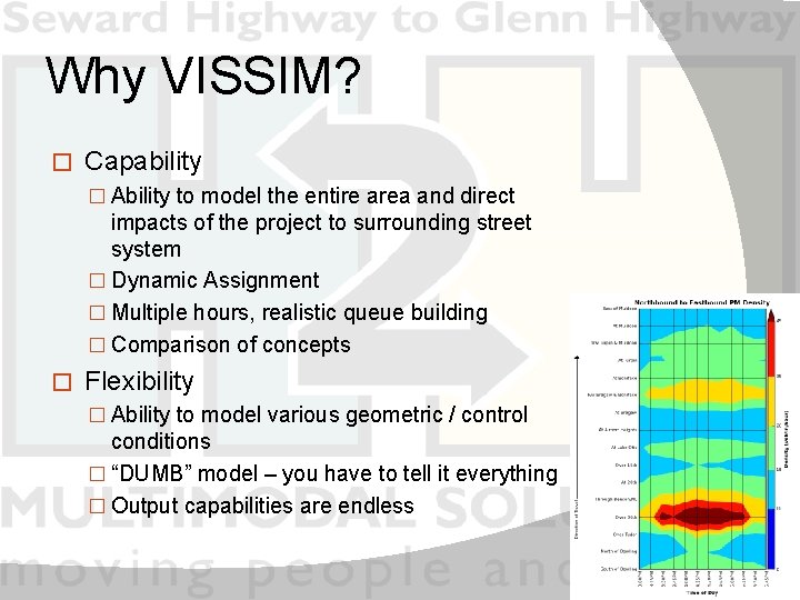 Why VISSIM? � Capability � Ability to model the entire area and direct impacts