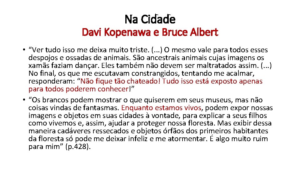 Na Cidade Davi Kopenawa e Bruce Albert • “Ver tudo isso me deixa muito