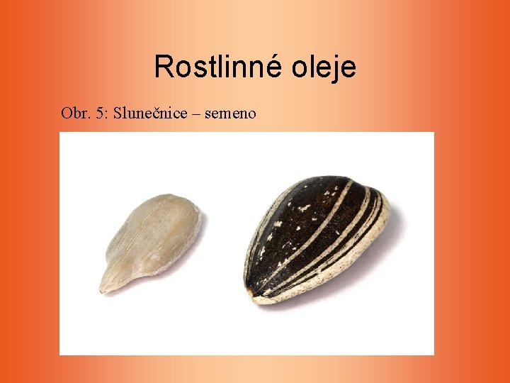 Rostlinné oleje Obr. 5: Slunečnice – semeno Rostlinné oleje Obr. 5: Slunečnice – semeno
