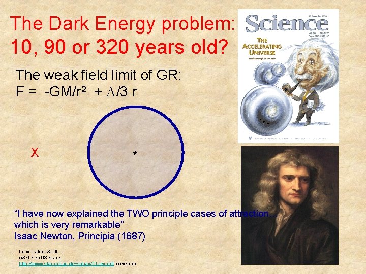 The Dark Energy problem: 10, 90 or 320 years old? The weak field limit