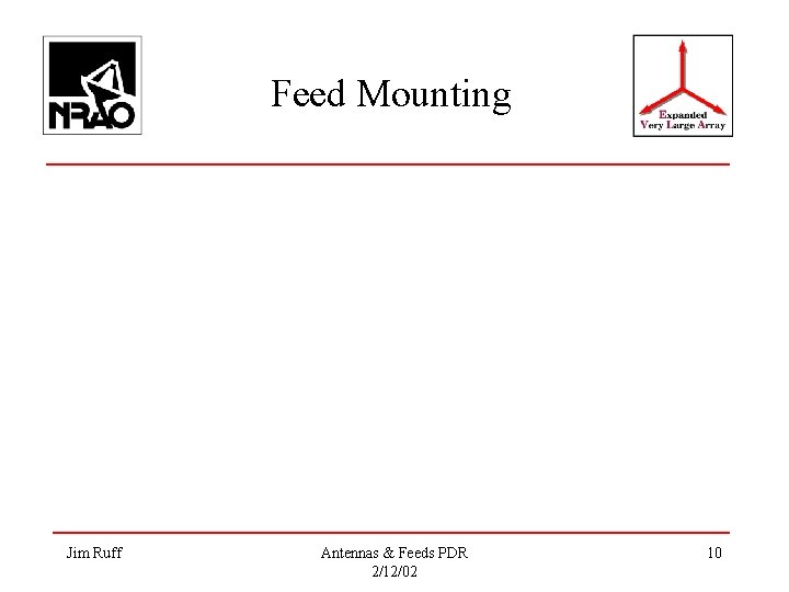 Feed Mounting Jim Ruff Antennas & Feeds PDR 2/12/02 10 