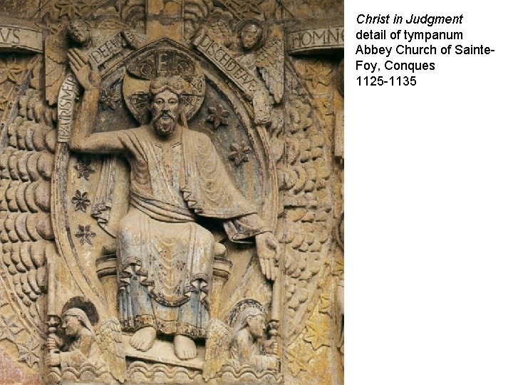 Christ in Judgment detail of tympanum Abbey Church of Sainte. Foy, Conques 1125 -1135