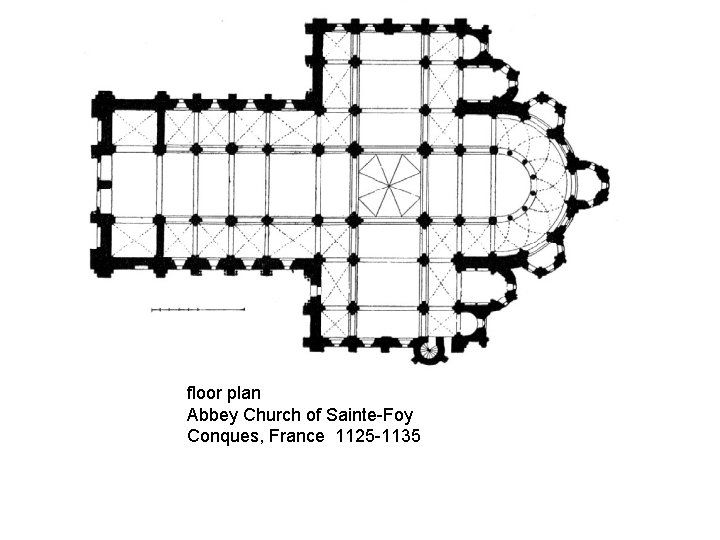 floor plan Abbey Church of Sainte-Foy Conques, France 1125 -1135 
