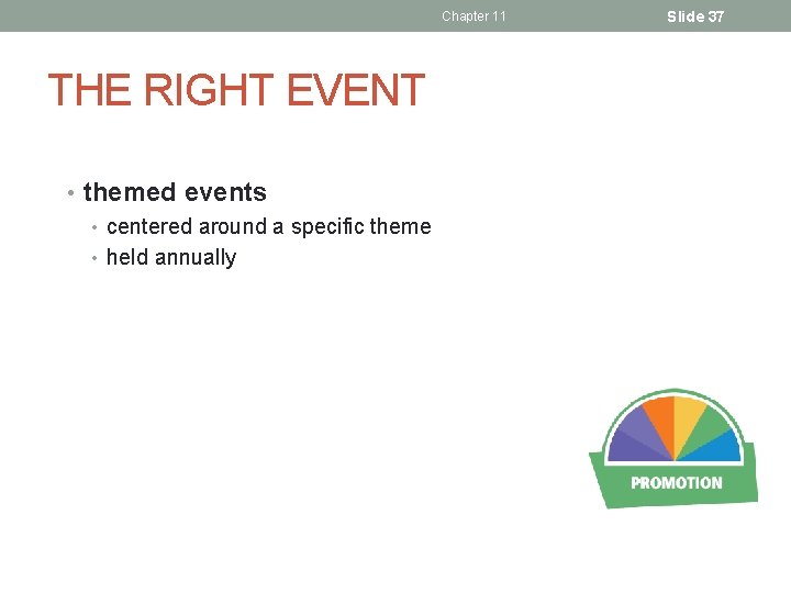 Chapter 11 THE RIGHT EVENT • themed events • centered around a specific theme