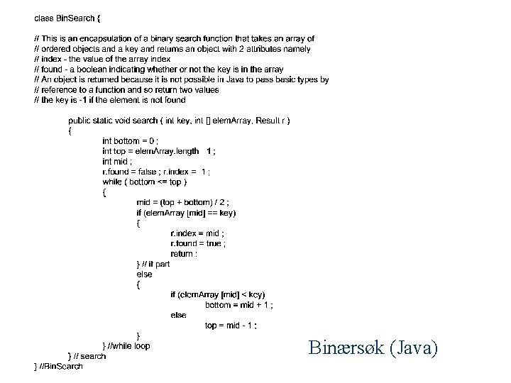 Binærsøk (Java) 