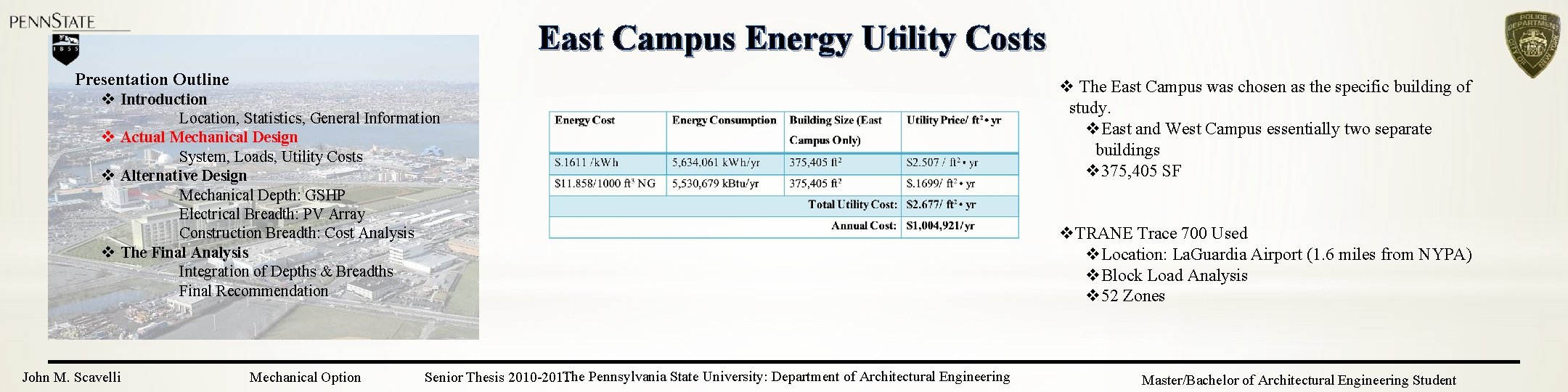 East Campus Energy Utility Costs Presentation Outline v Introduction Location, Statistics, General Information v