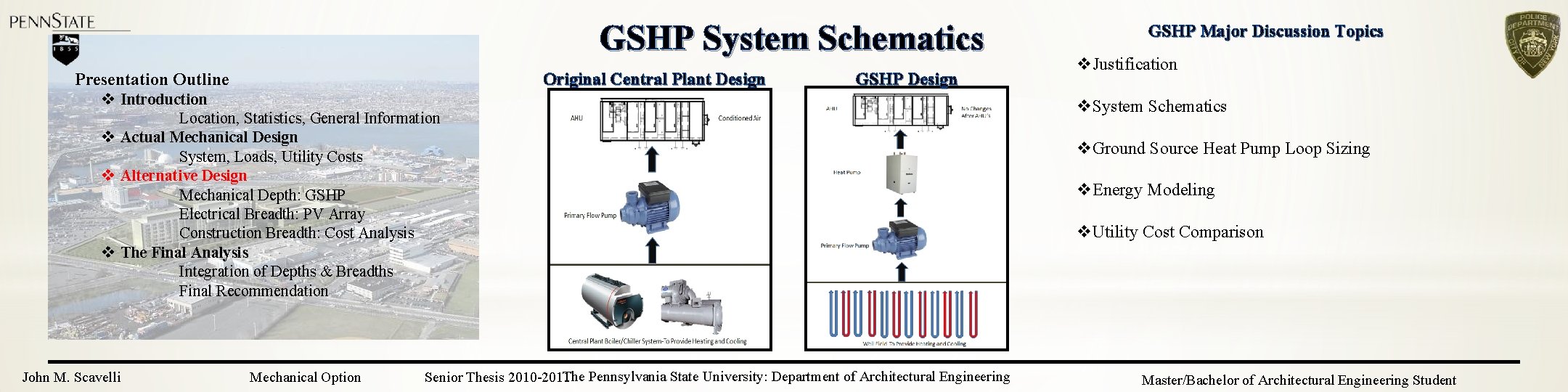 GSHP System Schematics Presentation Outline Original Central Plant Design GSHP Design v Introduction Location,