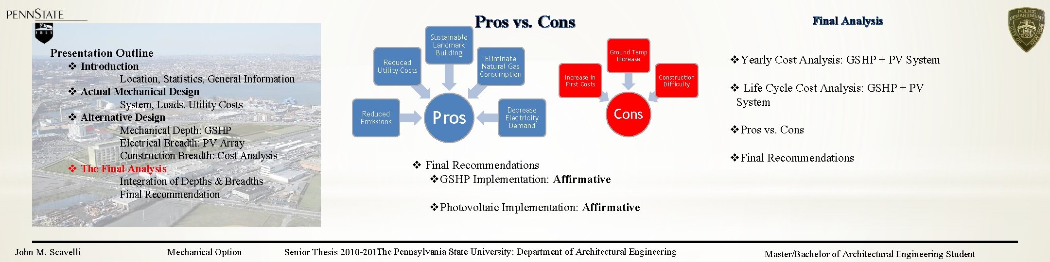 Pros vs. Cons Sustainable Landmark Building Presentation Outline v Introduction Location, Statistics, General Information