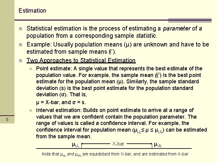 Estimation Statistical Graph Chapter 7 Statistical Inference and Sampling Normal Curve