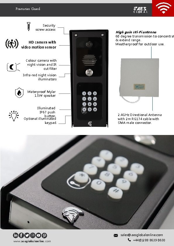Praetorian Guard Security screw access HD camera with video motion sensor High gain Wi-Fi Praetorian Guard Security screw access HD camera with video motion sensor High gain Wi-Fi